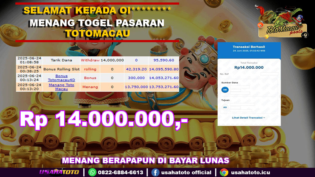 Bukti jp kemenangan togel pasaran toto macau 24 juni 25