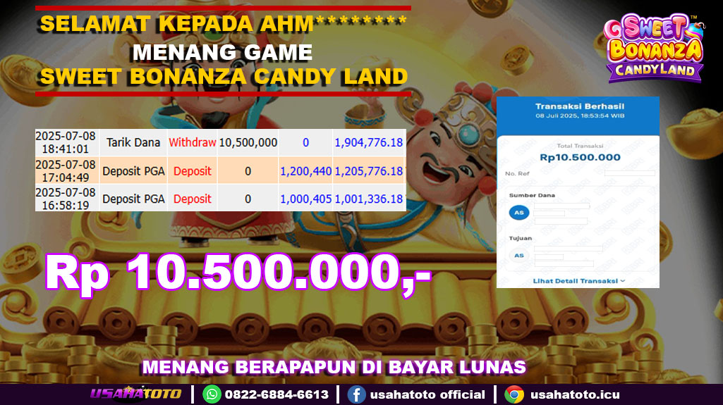 BUKTI JP KEMENANGAN SWEET BONANZA CANDYLAND 08 JULI 2025