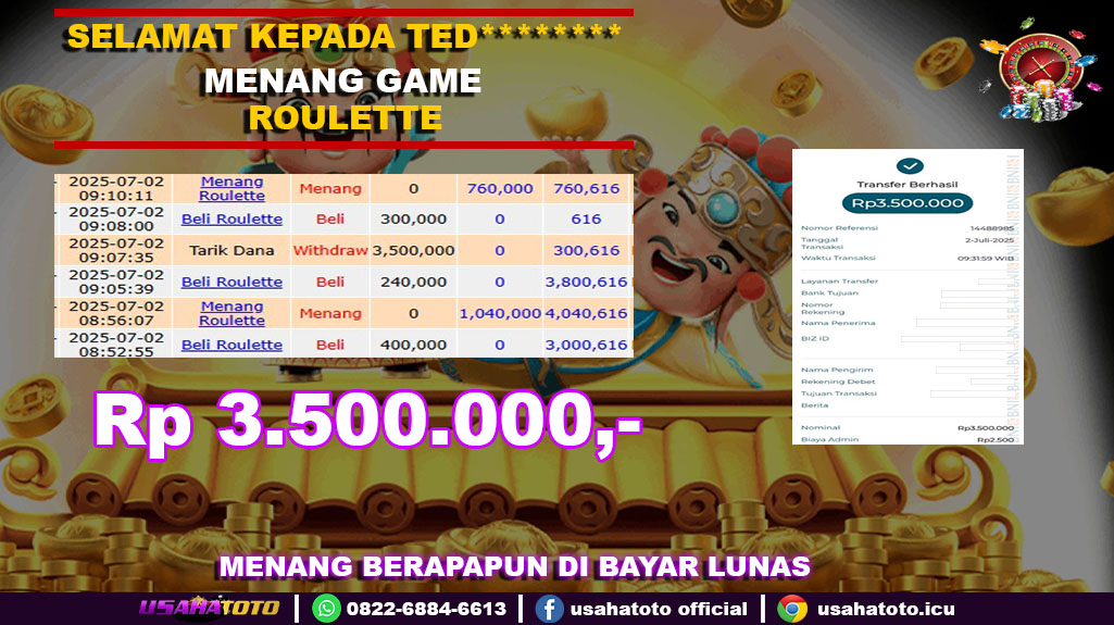 Bukti jp kemenangan game roulette 02 juli 25